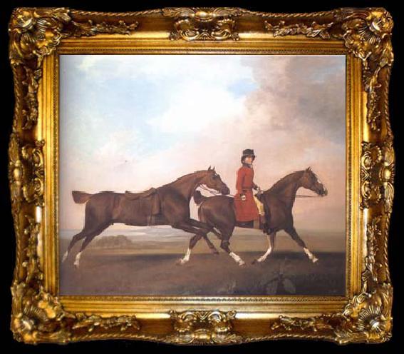 framed  STUBBS, George William Anderson with Two Saddle Horses (mk25), ta009-2